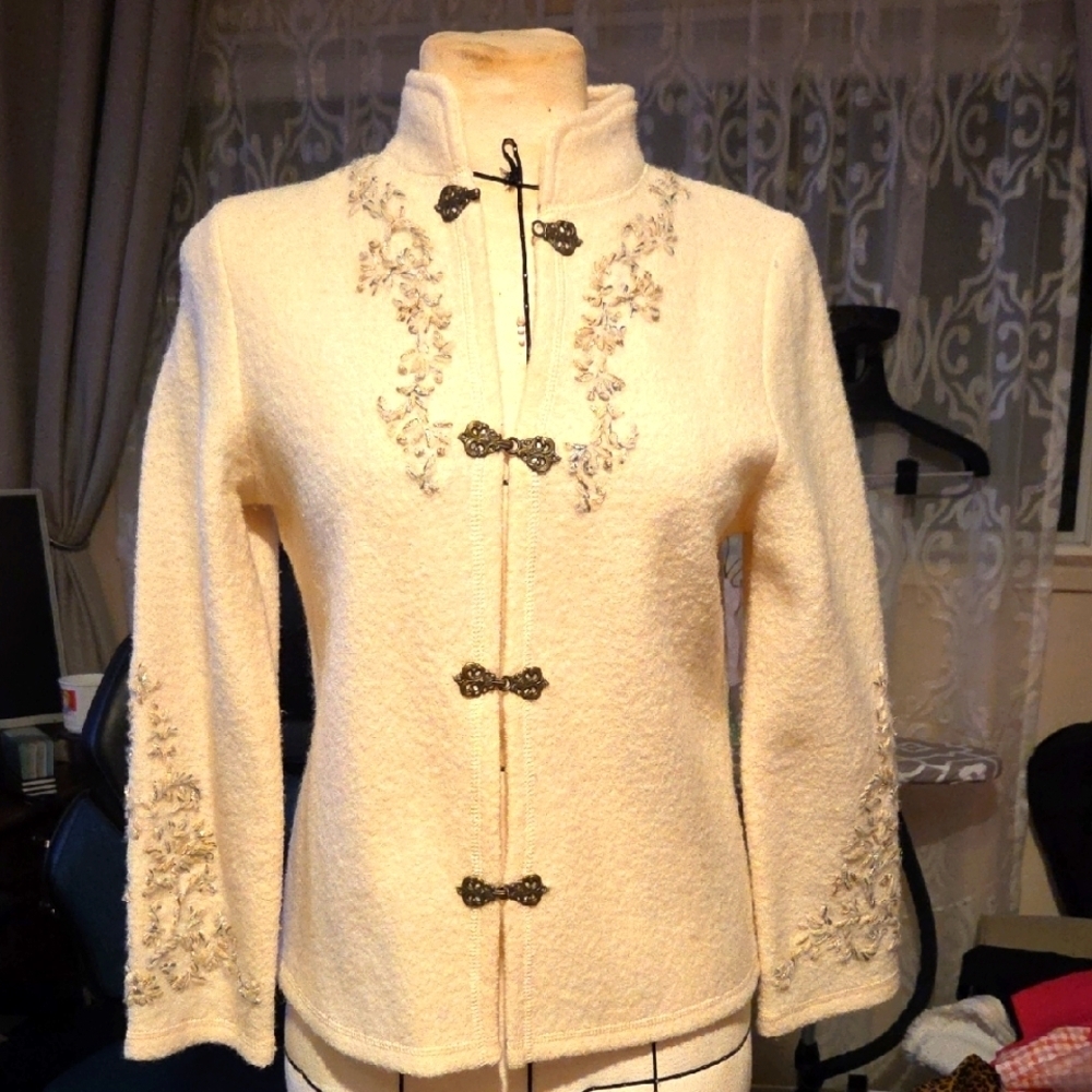 Coldwater Creek Elegant Cream Embroidered Women's‎ Jacket